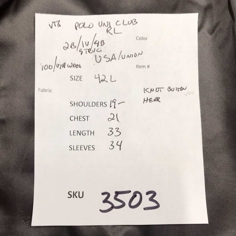 RALPH LAUREN Polo University Club Tweed Blazer Men 42L Gray Herringbone USA - Picture 16 of 16